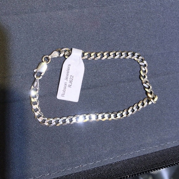 Bracelet Sterling Silver 925 CubanLink Chain Chain Claw Clasp Stamped 7" - Picture 2 of 4
